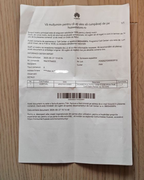 Huawei Pura 70 Pro White / factura + garantie