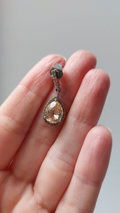 Серьги 925 родированн.серебро, цитрин