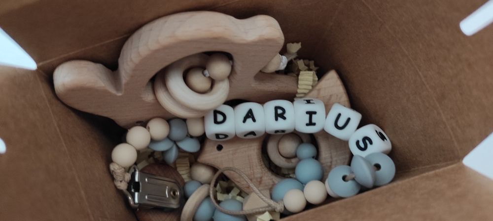 Set cadou bebeluși / cadou botez / jucării din lemn / zornăitoare lemn