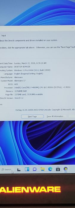 Alienware 17 Gaming i7-32gb ram--ssd+hdd