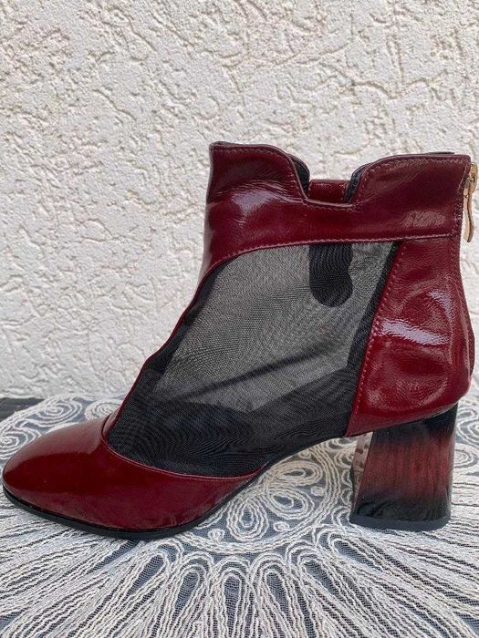 Ghete dama, noi, piele lacuita si plasa, pentru primavara/vara, 37