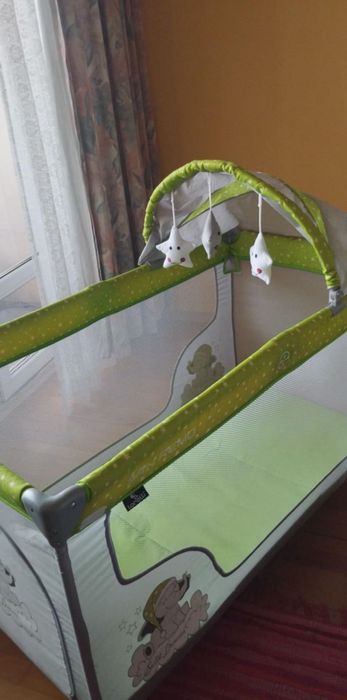 Бебешка кошара 2 нива Lorelli San Remo -  сиво и зелено