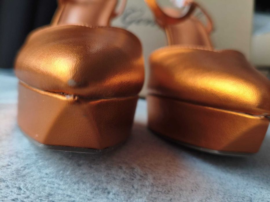 Sandale Genshuo cu toc stiletto 13 cm – portocaliu, mărimea EU 39