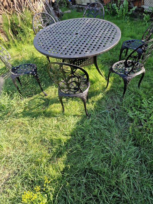 Masa cu 6 scaune din aluminiu pt terasa/ gradina