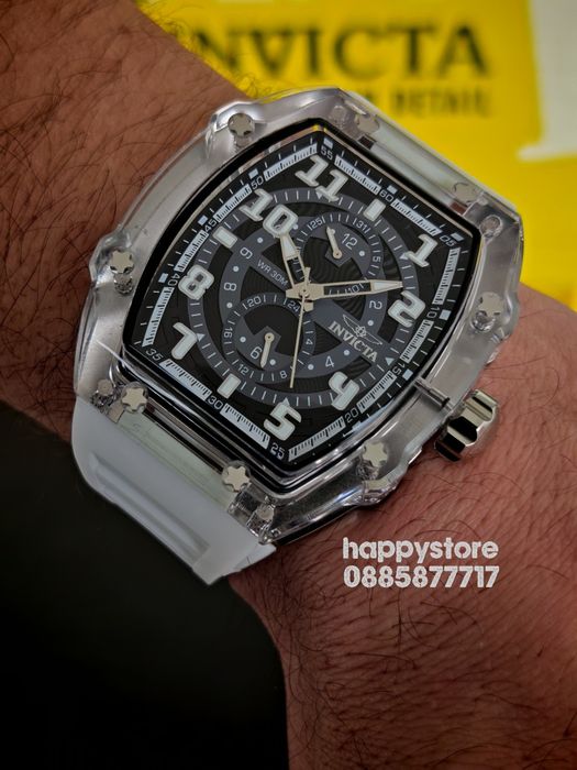 INVICTA Cyclone white/silver 49 mm, Инвикта нов ръчен часовник
