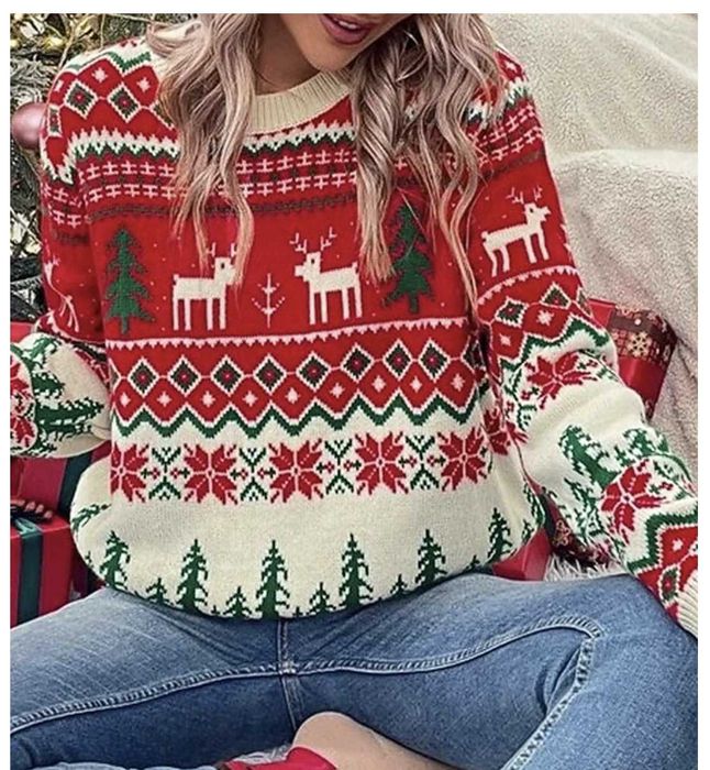 Дамски Коледен пуловер М-Л