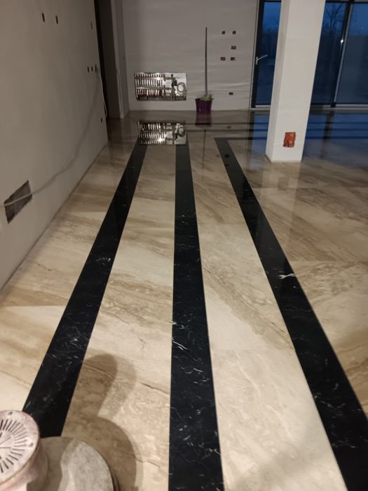 Șlefuit marmură. Mozaic granit și beton