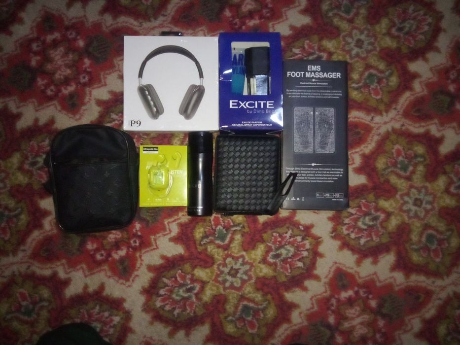 P9 quloqchini, arpot,atir,barsetka,3 ta soat va zamonavi ko'zoynak