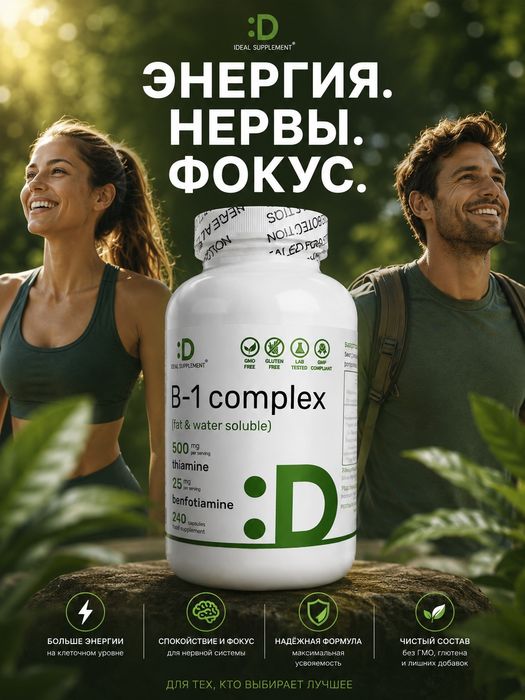 Бенфотиамин Витамин Б1  Vitamin B1 500mg  Benfotiamine 240 капсул