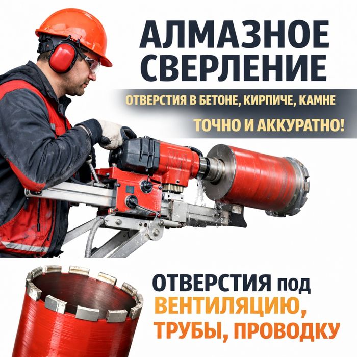 Алмазное сверление бурение отверстий сухое сверление бетон кирпич жби