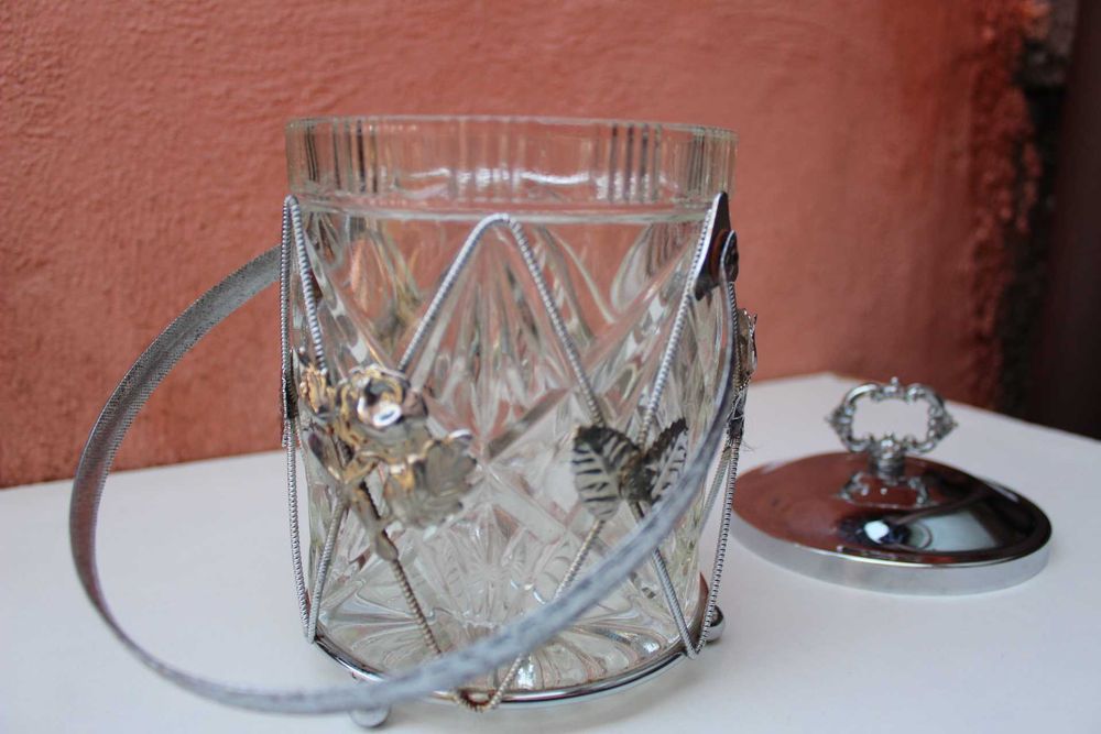 Bomboniera sticla taiata/metal ANGLIA, prima parte secol 20