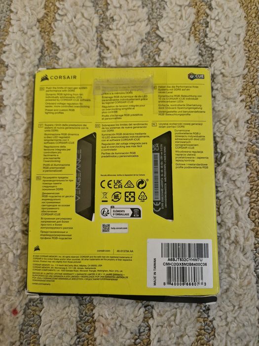 Memorie Corsair VENGEANCE RGB DDR5, 32GB, KIT 2 x 16GB, 6400MHz, C32,