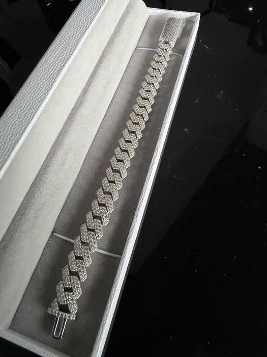 Bratara Cuban Miami Argint Solid 925 si Diamante DVVS1 Lab Moissanite