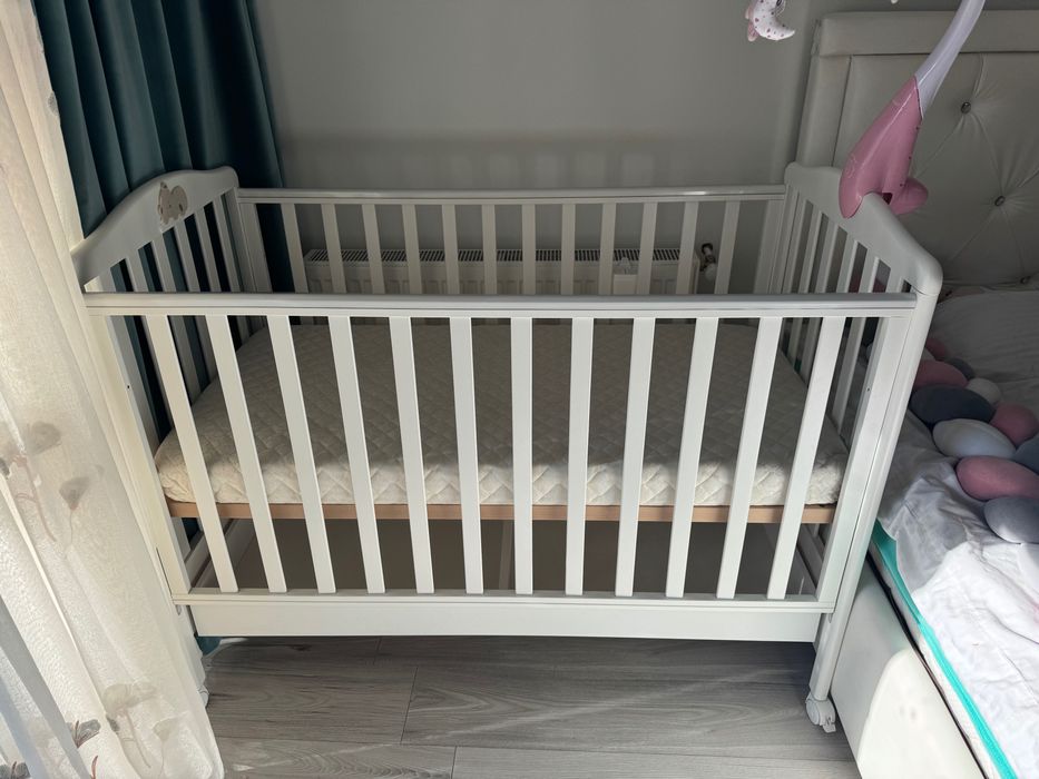 Pătuț bebe lemn + saltea cocos - nou