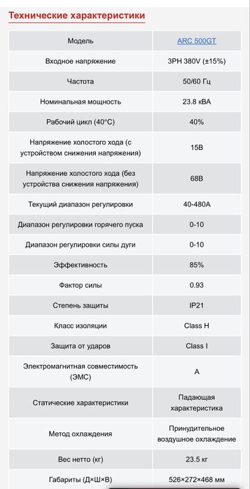 Сварочный аппарат “RILAND” ARC 500 IT  380v