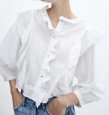 Camasa Mango S dantela bumbac livrare gratuita