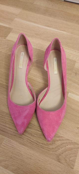 Pantofi roz stiletto, piele întoarsă, mărimea 38, brand H&M