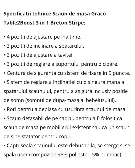 Scaun masa bebe in stare foarte buna