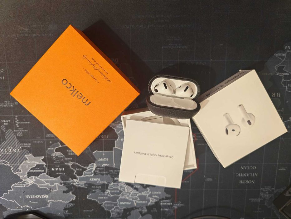 Casti Aripods 4 TrueWireless USB-C + Toc Piele Naturala