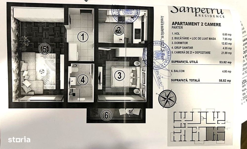 Apartament-2-Camere-Decomandat-54mp-Utili-Balcon-5mp-Parcare-Sanpetru-