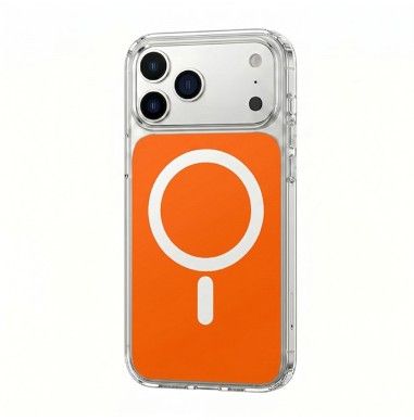 Husa iPhone 17 PRO, HEYBINGO, design slim, MagSafe, Anti-Soc, Anti Zgarieturi, Clear Fusion Mag Cover, Portocalie