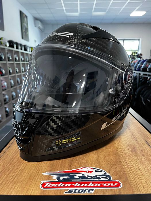 Мото Каска LS  EVO VECTOR 2 EVO CARBON SKIN вградени очила, размер XS 53-54
