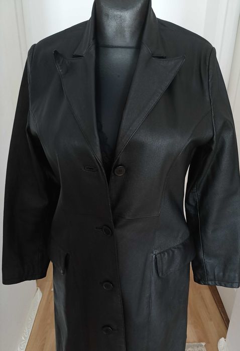 Trench Lung piele naturala, M, 650 lei