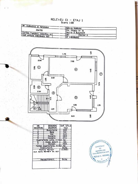 Vanzare la licitatie-Casa+teren Sector 6, la pret de ap. cu 3 camere