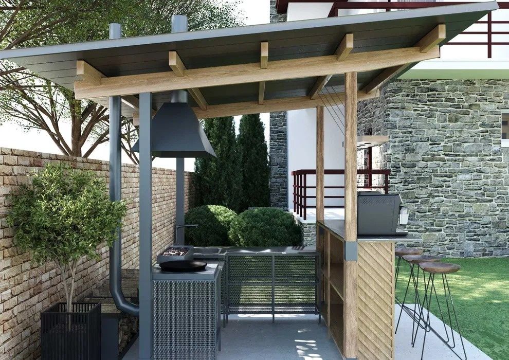 Мангал, беседка, очаг