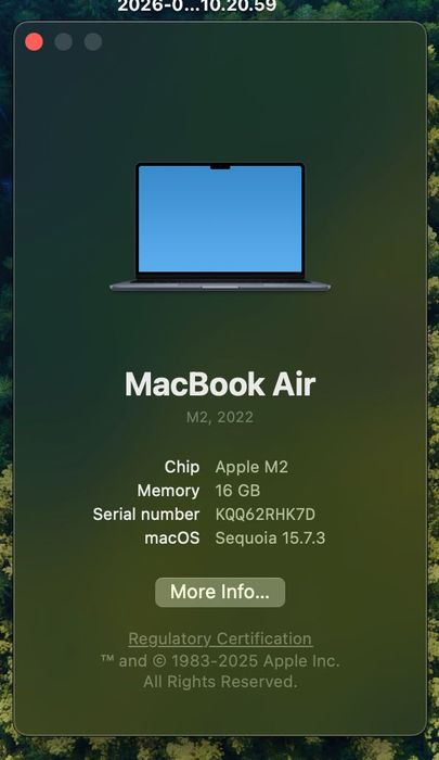 MacBook Air M2 – 16GB RAM / 256GB SSD (Перфектно състояние)