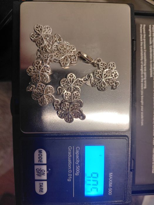 Сребърна гривна и обеци