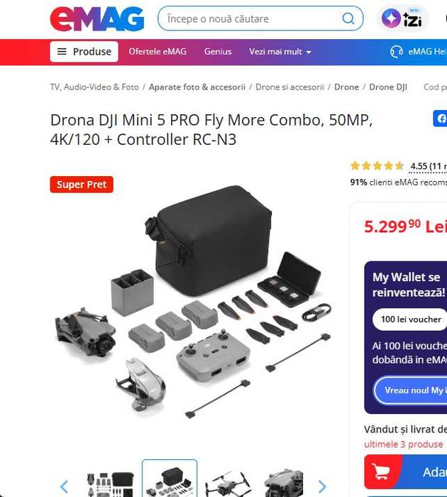 Drona DJI Mini 5 PRO Fly More Combo