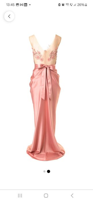 Acob à porter - Rochie maxi cu croiala sirena si aplicatii florale Bej