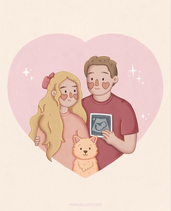 Подарък за Свети Валентин, Карикатура, Дигитален портрет по снимка