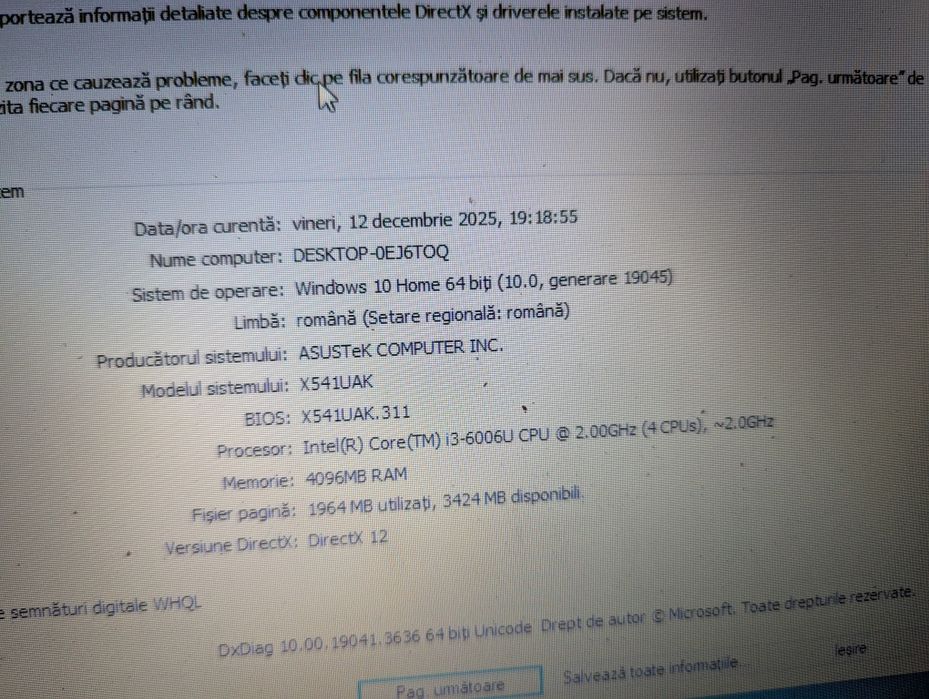 Asus x541uak i3 gen 6