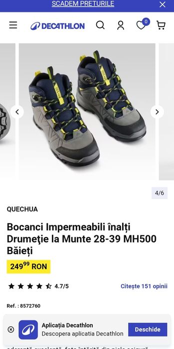 Bocanci impermeabili Decathlon marimea 38