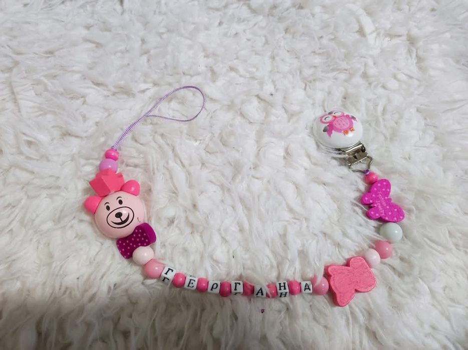 Клипс за биберон залъгалка  бебешко бижу за количка