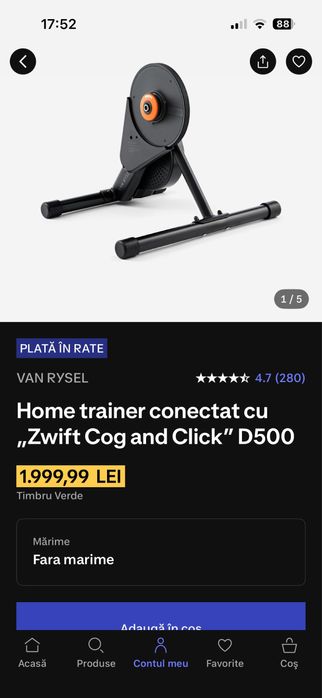 Van Rysel D500 home trainer + saltea protect + suport roata