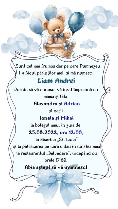 Invitatii digitale  botez sau zile de nastere