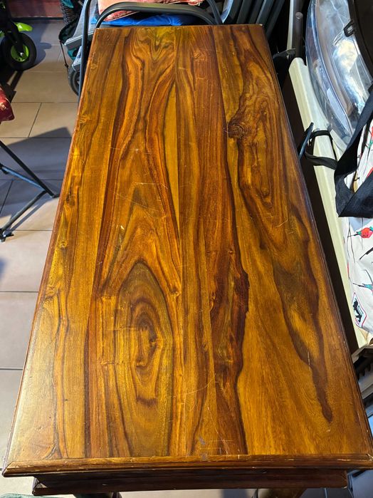 Vand Masa/Birou lemn masiv si Scaun din piele