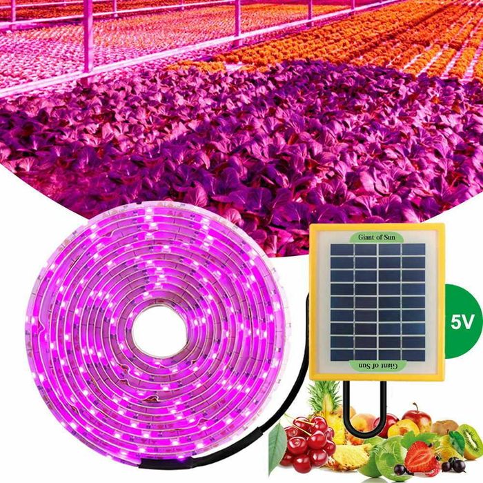 Iluminare UV solar cu panou solar pt cresterea plantelor Noaptea!