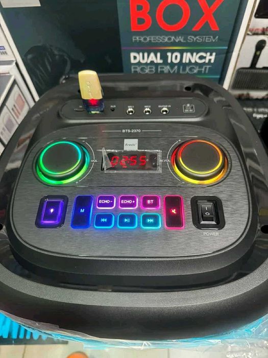 Нова Brodu 2370 Караоке тонколона Brodu 2х10” с безжичен 2 микрофона