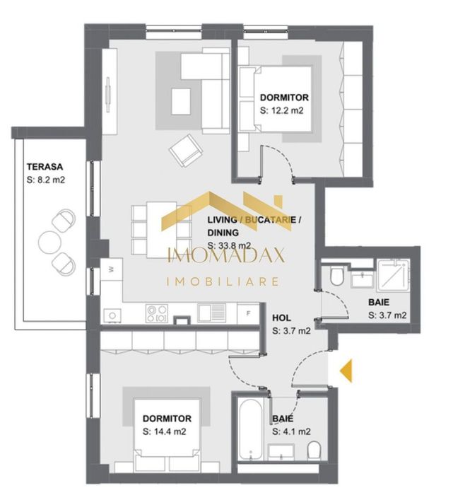 Aradului-3 Camere-Etaj 1