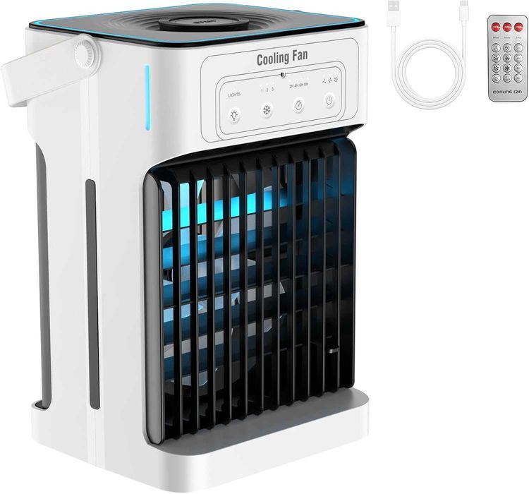 Портативен въздушен охладител Cooling Fan MX003 с дистанционно, воден резервоар 1100 мл и LED светлина