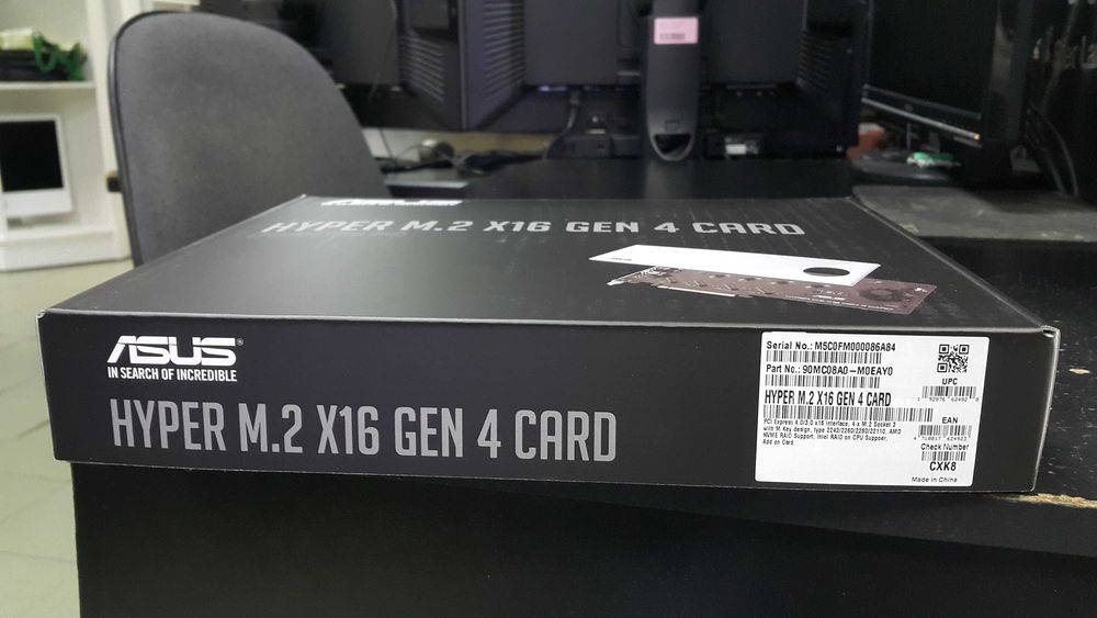 Нова ASUS Hyper M.2 x16 Gen 4 карта за 4 NVMe SSD - 2 г. гаранция, 10 бр.
