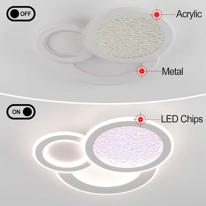 LED Смарт полилей за таван с дистанционно и димиране, 88W, за дневна и спалня