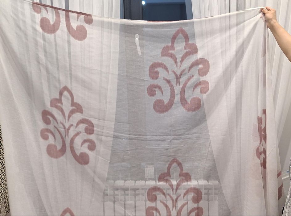 Продается тюль из льна с красивым орнаментом