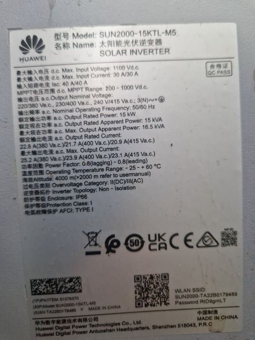 Inverter solar huawei 15 kw trifazic