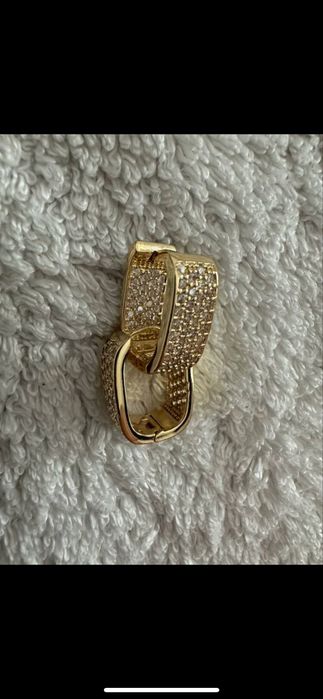 Cercei gold 14 k masivi pietricele incrustate