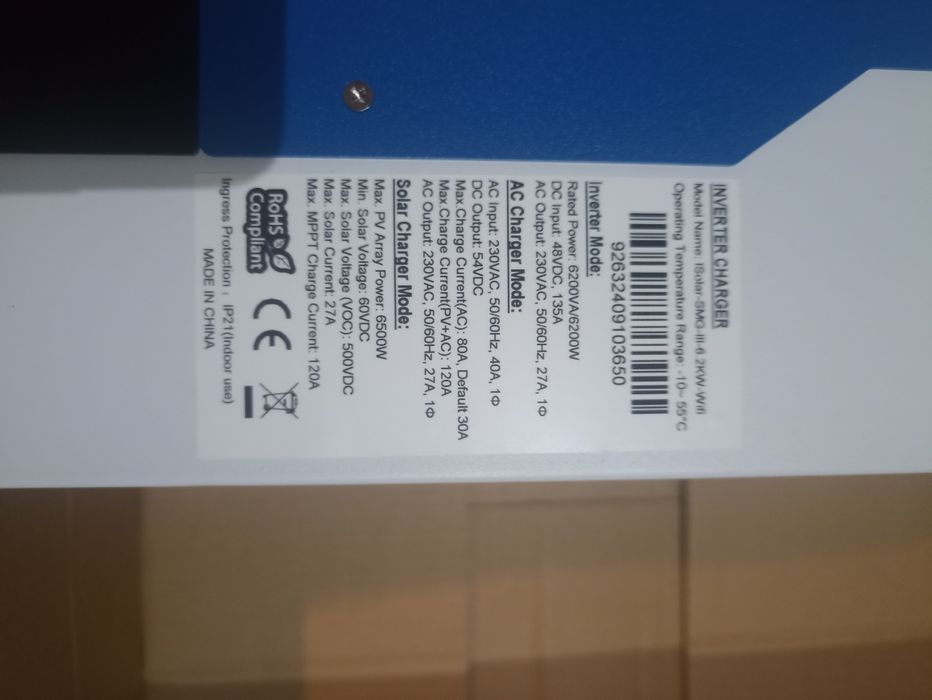 Invertor hibrid MPPT 48v solar 6.2 kw Easun